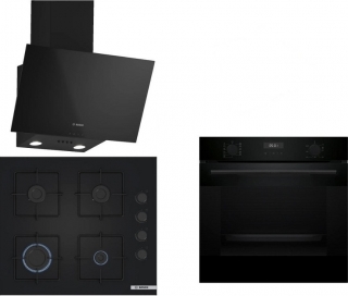 Bosch Siyah Set 336 Ankastre Set POP6C6P30O + HUA717BA0T + DWK65AD30R